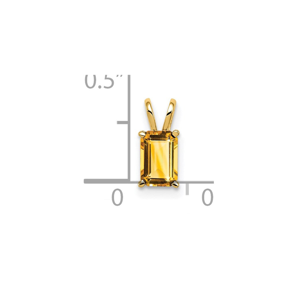 14K Gelbgold Anhänger mit Citrin im Smaragdschliff, 6x4 mm