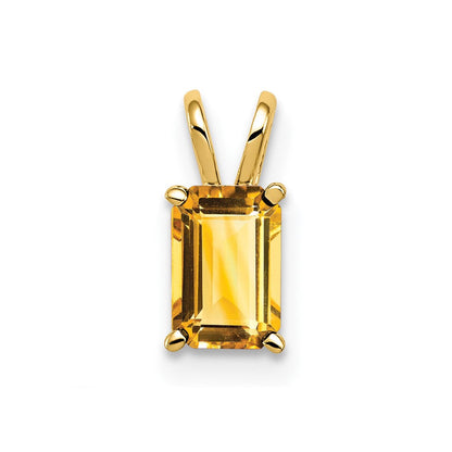 14K Gelbgold Anhänger mit Citrin im Smaragdschliff, 6x4 mm