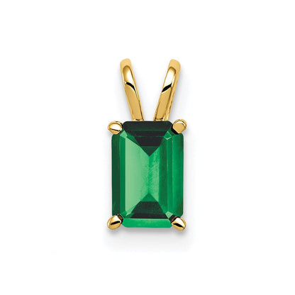 14K Gelbgold Anhänger mit 6x4 mm Smaragd im Smaragdschliff