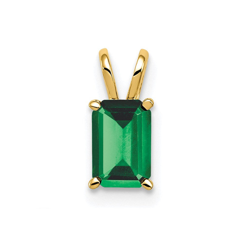 14K Gelbgold Anhänger mit 6x4 mm Smaragd im Smaragdschliff