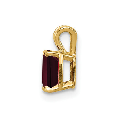 14K Gelbgold Anhänger mit Granat im Smaragdschliff, 6x4 mm