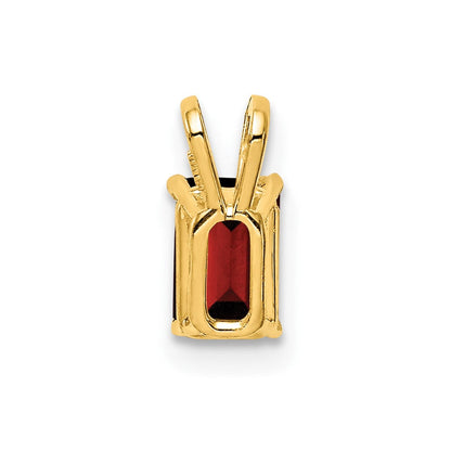 14K Gelbgold Anhänger mit Granat im Smaragdschliff, 6x4 mm