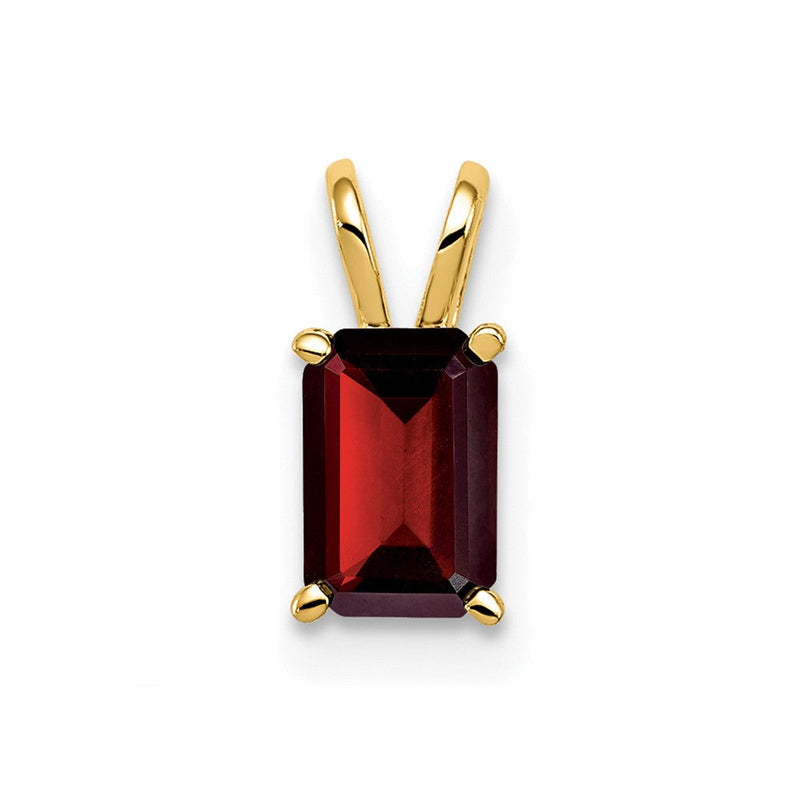 14K Gelbgold Anhänger mit Granat im Smaragdschliff, 6x4 mm