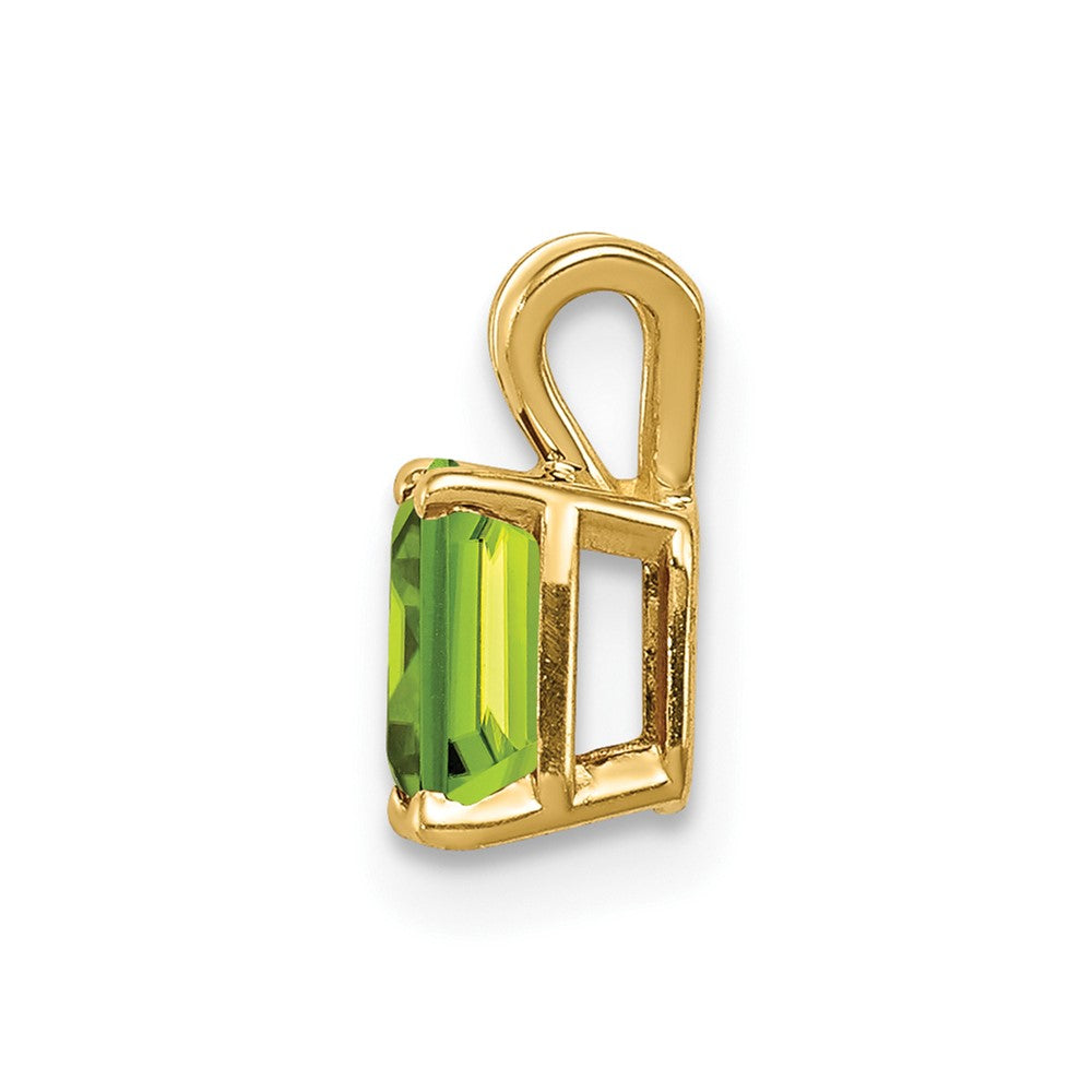 14K Gelbgold Peridot-Anhänger im Smaragdschliff, 6x4mm