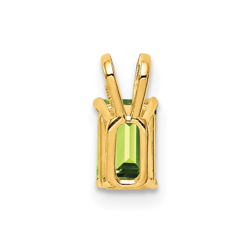 14K Gelbgold Peridot-Anhänger im Smaragdschliff, 6x4mm