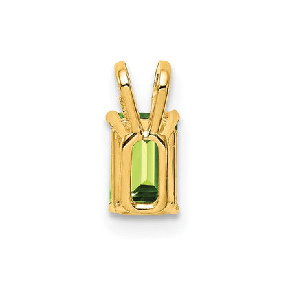 14K Gelbgold Peridot-Anhänger im Smaragdschliff, 6x4mm