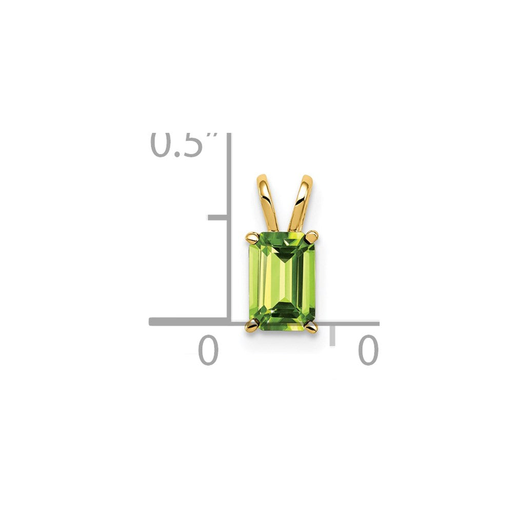 14K Gelbgold Peridot-Anhänger im Smaragdschliff, 6x4mm