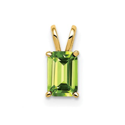 14K Gelbgold Peridot-Anhänger im Smaragdschliff, 6x4mm