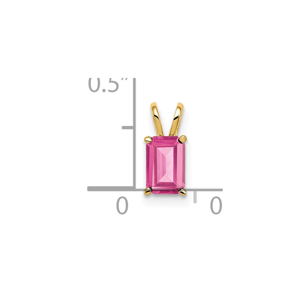 14K Gelbgold 6x4mm Smaragdschliff Rosa Turmalin Anhänger