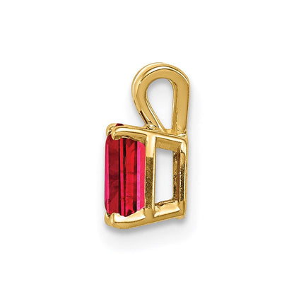 14K Gelbgold Rubin-Anhänger mit Ruby-Cut, 6x4mm im Smaragdschliff** Genauer und natürlicher formuliert: **14K Gelbgold Anhänger mit Rubin im Smaragdschliff, 6x4mm