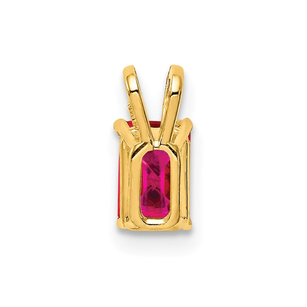 14K Gelbgold Rubin-Anhänger mit Ruby-Cut, 6x4mm im Smaragdschliff** Genauer und natürlicher formuliert: **14K Gelbgold Anhänger mit Rubin im Smaragdschliff, 6x4mm