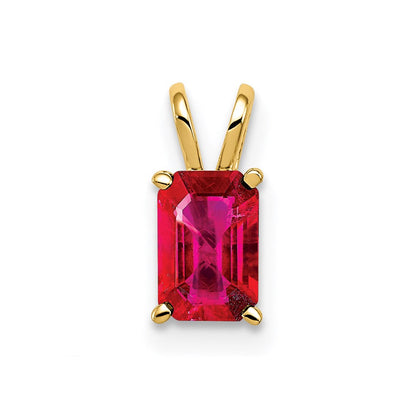 14K Gelbgold Rubin-Anhänger mit Ruby-Cut, 6x4mm im Smaragdschliff** Genauer und natürlicher formuliert: **14K Gelbgold Anhänger mit Rubin im Smaragdschliff, 6x4mm