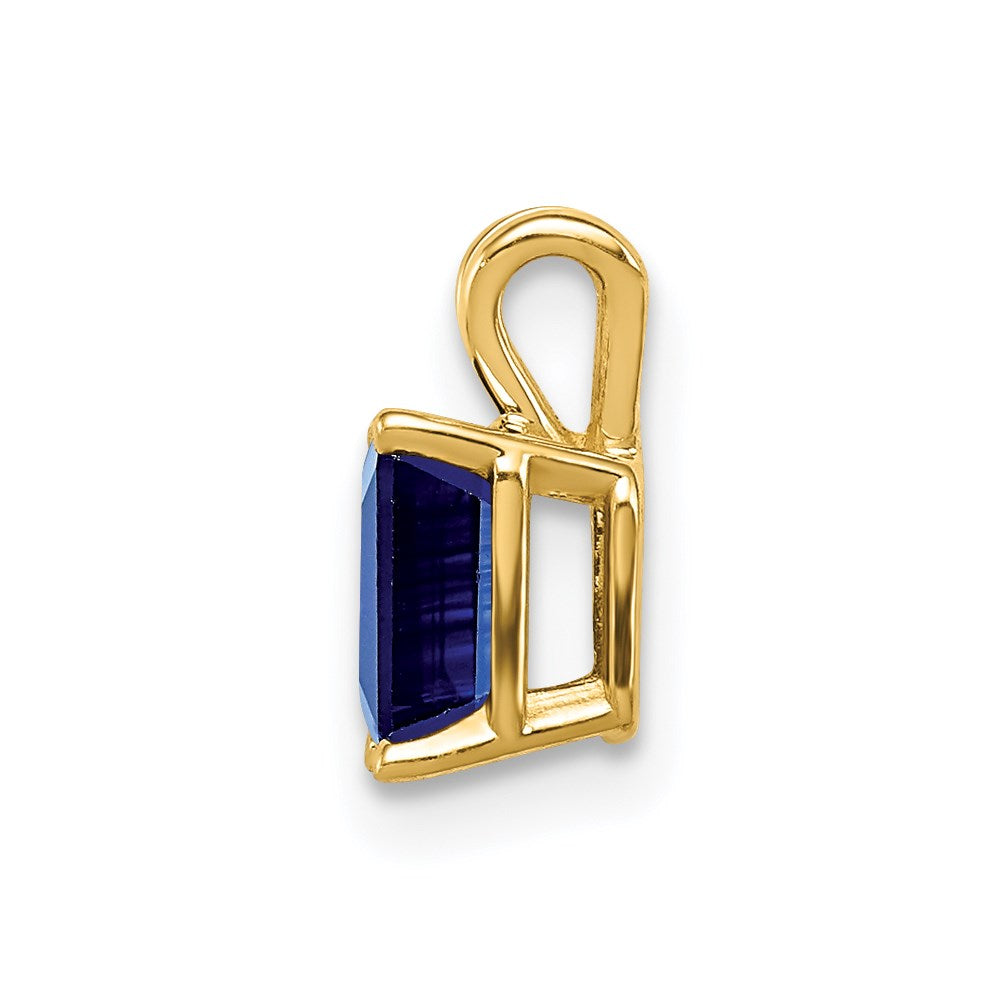 14K Gelbgold Anhänger mit Saphir im Smaragdschliff, 6x4 mm