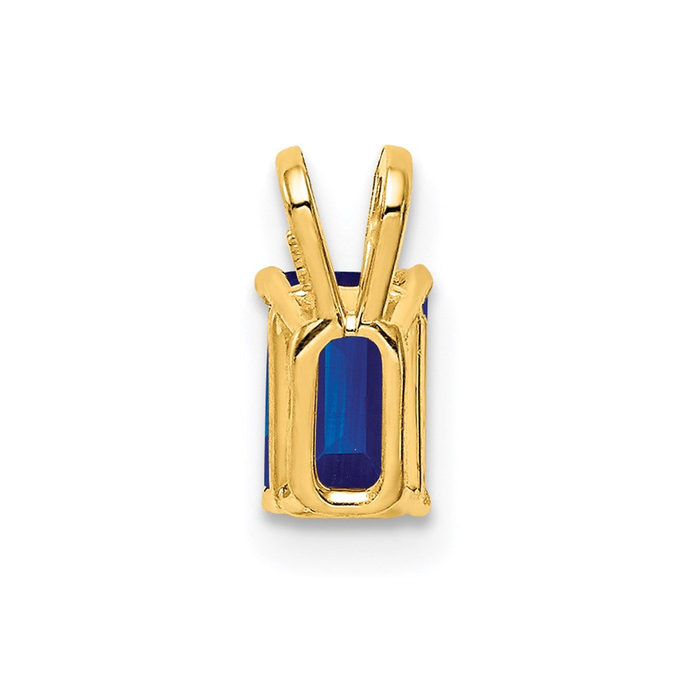 14K Gelbgold Anhänger mit Saphir im Smaragdschliff, 6x4 mm