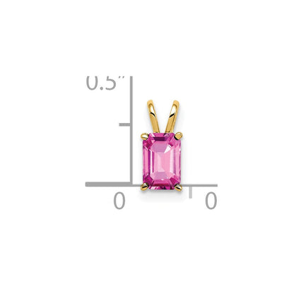 14K Gelbgold Anhänger mit Pink-Saphir im Smaragdschliff, 6x4 mm