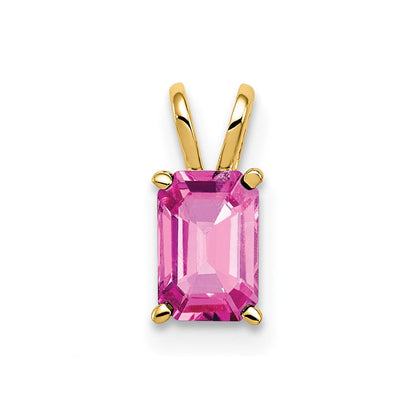 14K Gelbgold Anhänger mit Pink-Saphir im Smaragdschliff, 6x4 mm