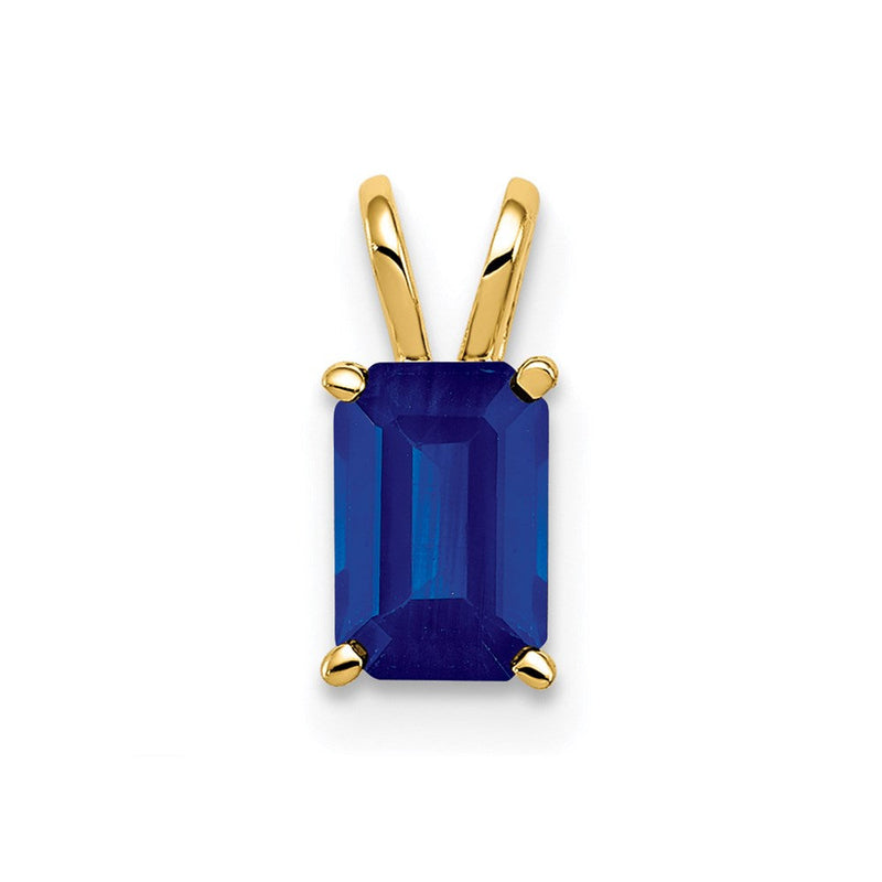 14K Gelbgold Anhänger mit Saphir im Smaragdschliff, 6x4 mm