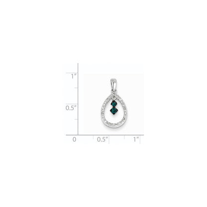 14K Weißgold Tropfenanhänger mit weißen und blauen Diamanten