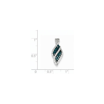 14K Weißgold Anhänger mit weißen und blauen Diamanten
