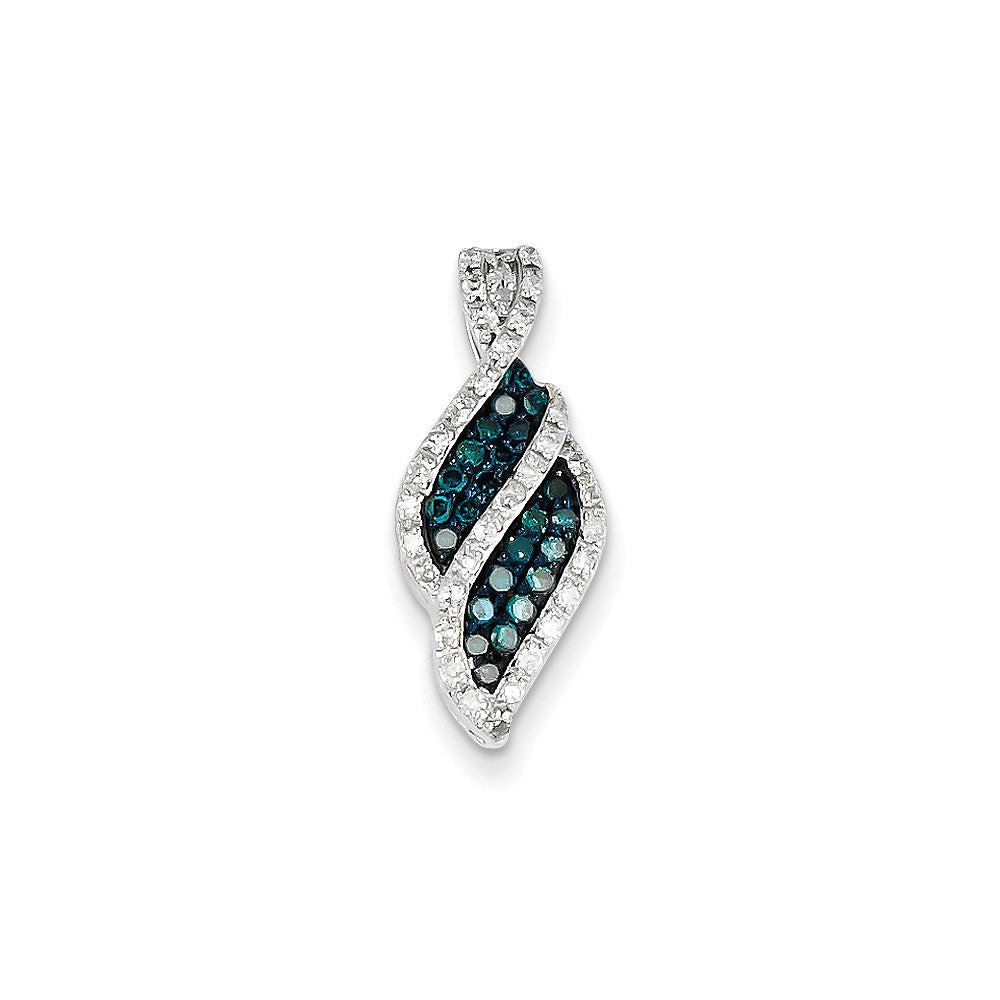 14K Weißgold Anhänger mit weißen und blauen Diamanten