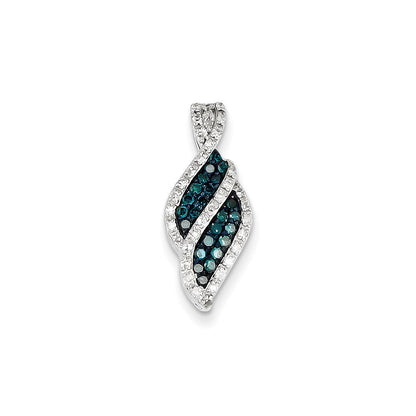 14K Weißgold Anhänger mit weißen und blauen Diamanten