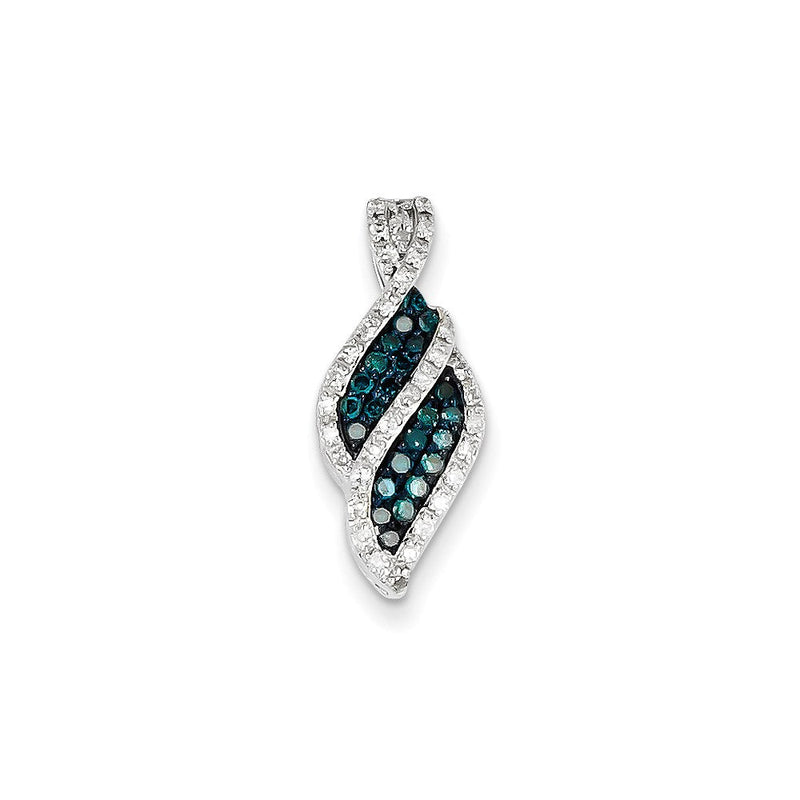 14K Weißgold Anhänger mit weißen und blauen Diamanten