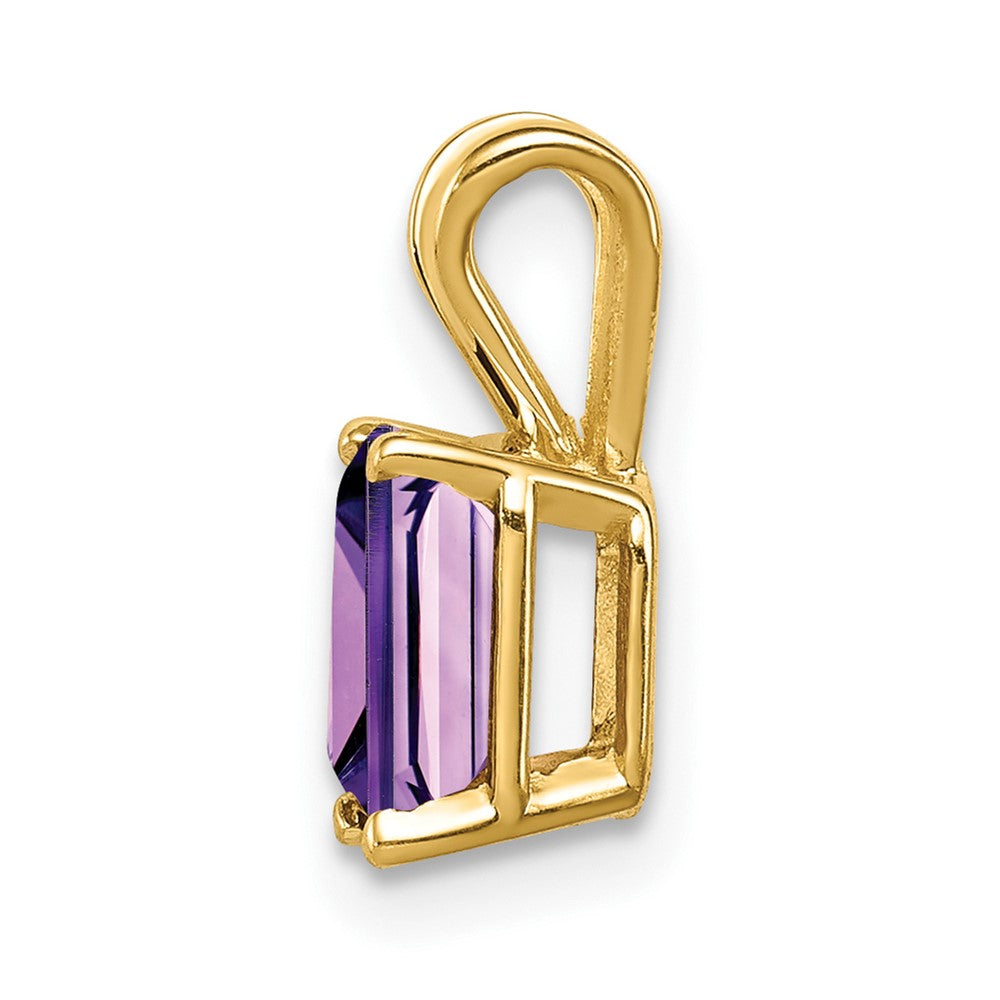14K Gelbgold Amethyst-Anhänger im Smaragdschliff, 7x5mm
