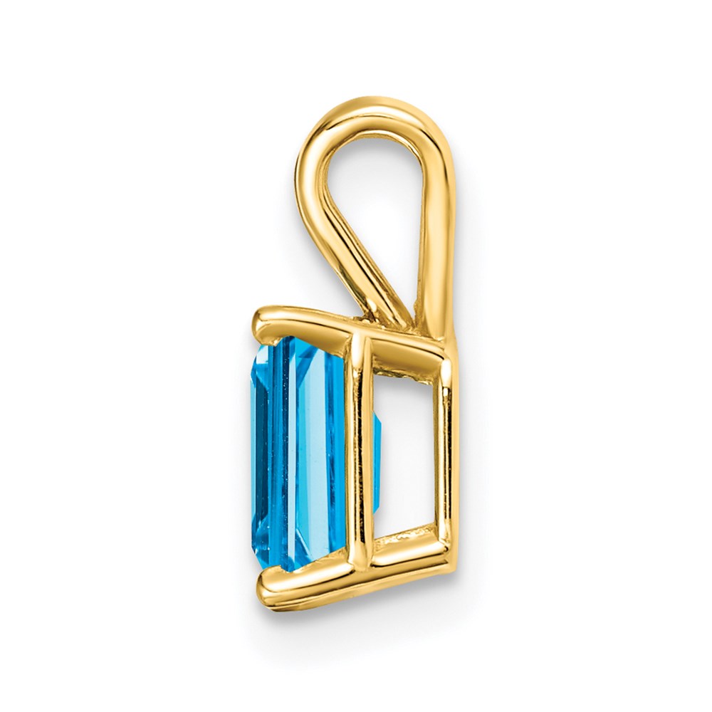 14K Gelbgold 7x5mm Smaragdschliff Blautopas-Anhänger