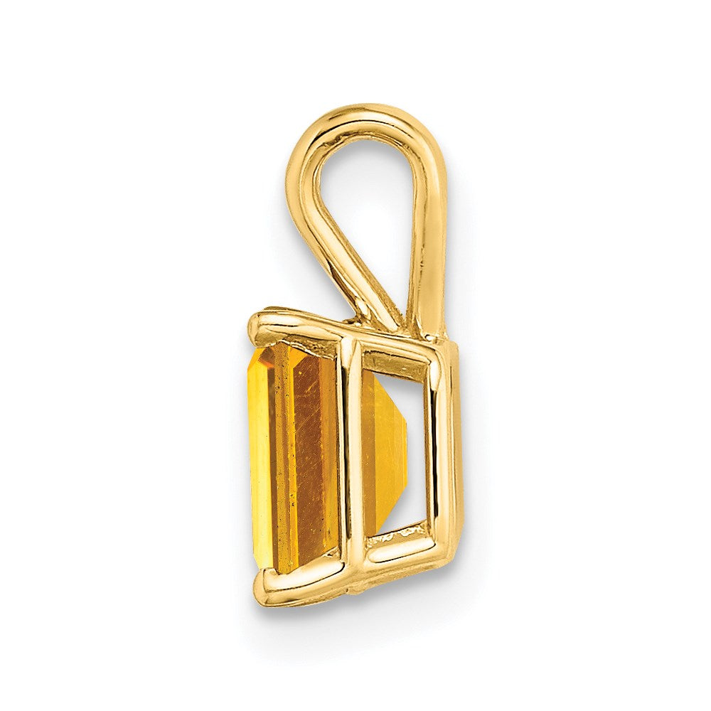 14K Gelbgold Citrin-Anhänger im Smaragdschliff, 7x5 mm