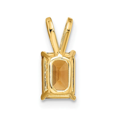 14K Gelbgold Citrin-Anhänger im Smaragdschliff, 7x5 mm