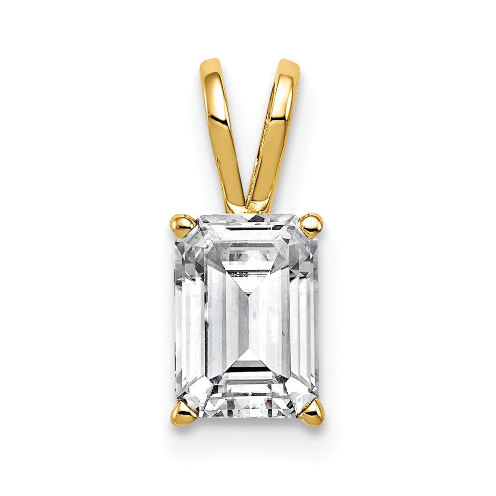 14K Gelbgold 7x5mm Smaragdschliff Zirkonia Anhänger