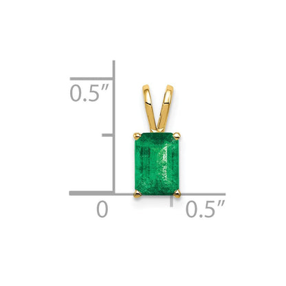 14K Gelbgold Anhänger mit 7x5 mm Smaragd im Smaragdschliff