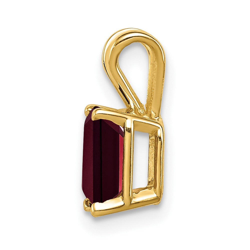 14K Gelbgold Granat-Anhänger im Smaragdschliff, 7x5 mm