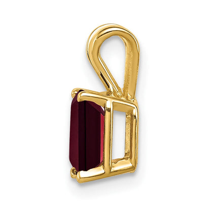 14K Gelbgold Granat-Anhänger im Smaragdschliff, 7x5 mm