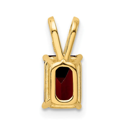 14K Gelbgold Granat-Anhänger im Smaragdschliff, 7x5 mm