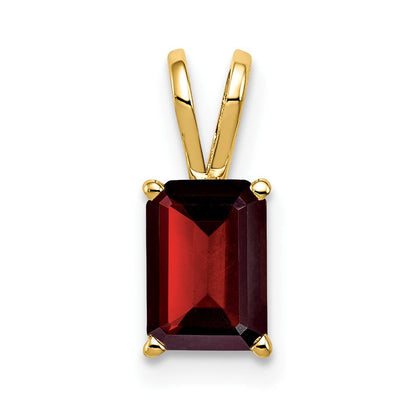 14K Gelbgold Granat-Anhänger im Smaragdschliff, 7x5 mm