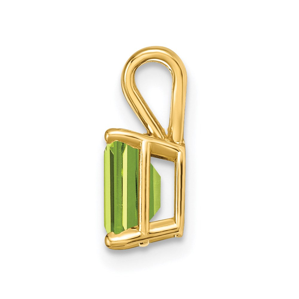 14K Gelbgold Peridot-Anhänger im Smaragdschliff, 7x5 mm
