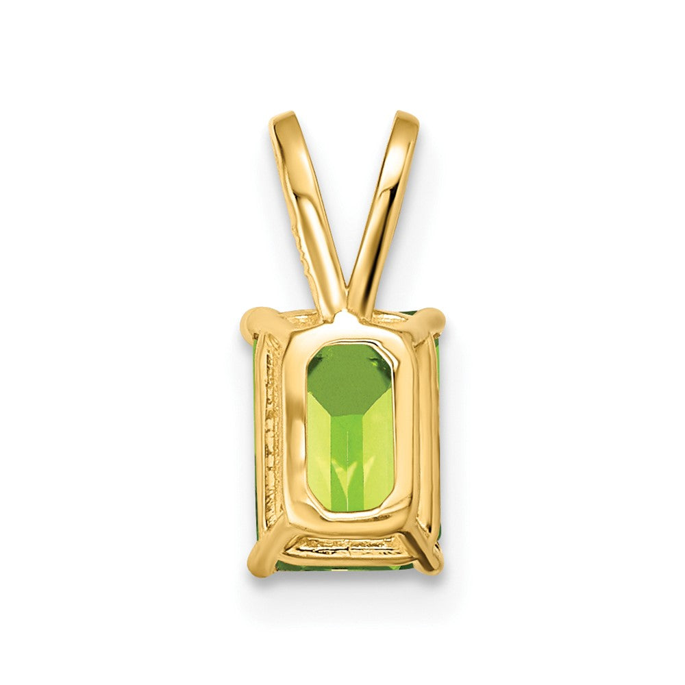 14K Gelbgold Peridot-Anhänger im Smaragdschliff, 7x5 mm