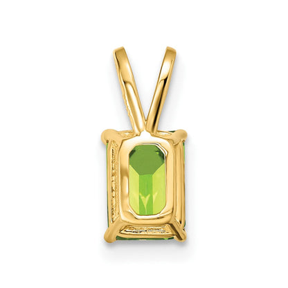 14K Gelbgold Peridot-Anhänger im Smaragdschliff, 7x5 mm