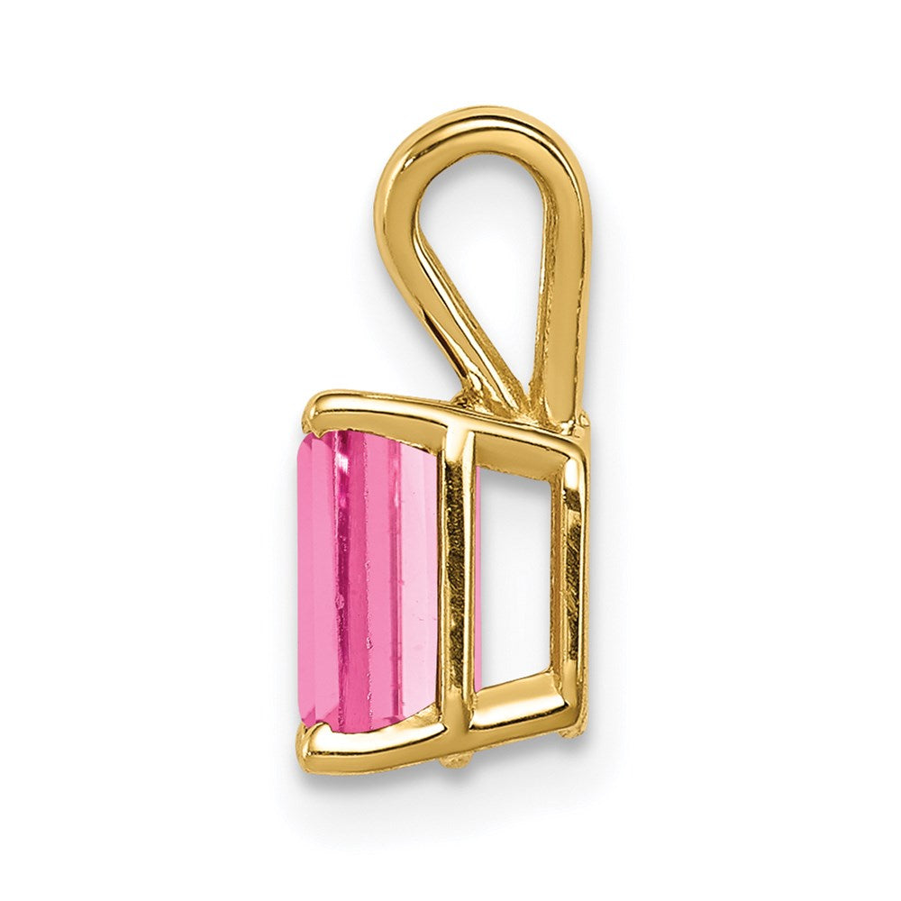 14K Gelbgold Anhänger mit 7x5 mm Rosa Turmalin im Smaragdschliff