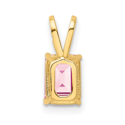 14K Gelbgold Anhänger mit 7x5 mm Rosa Turmalin im Smaragdschliff