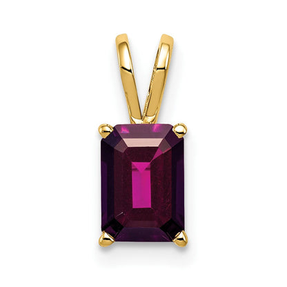 14K Gelbgold 7x5mm Smaragdschliff Rhodolith Granat Anhänger