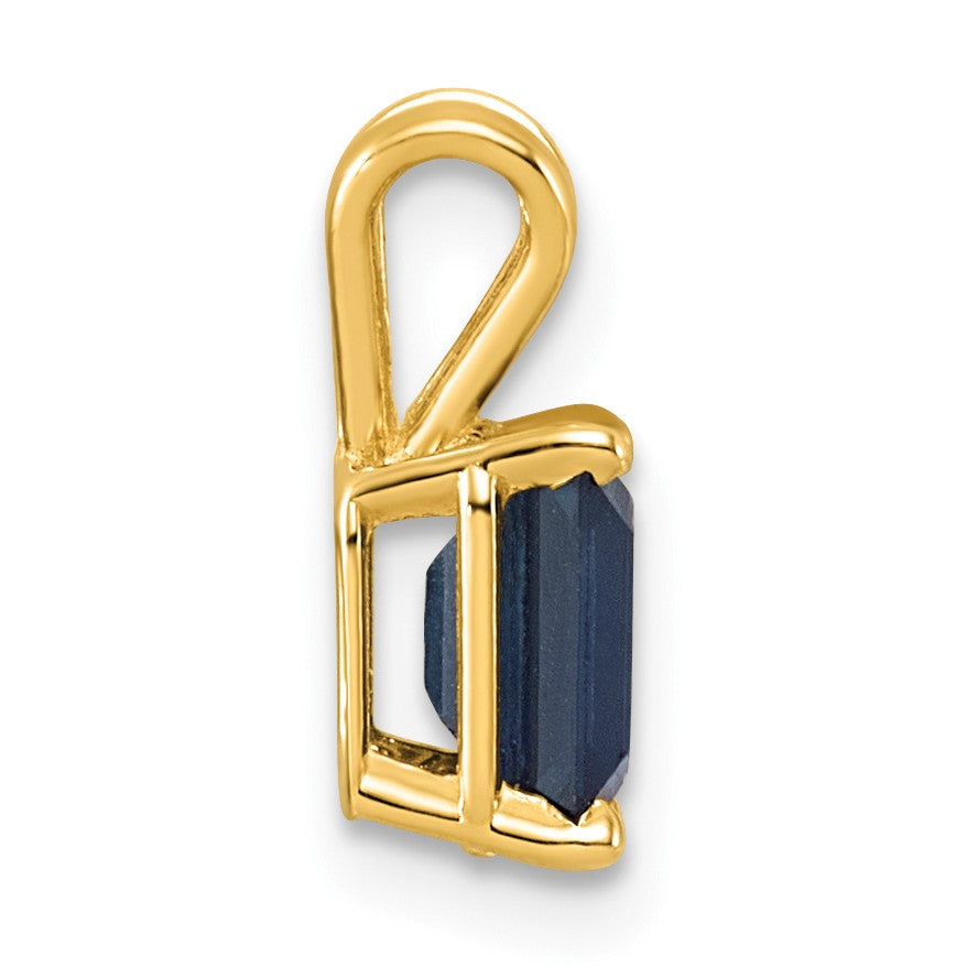 14K Gelbgold Anhänger mit Saphir im Smaragdschliff, 7x5mm