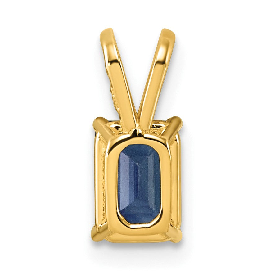 14K Gelbgold Anhänger mit Saphir im Smaragdschliff, 7x5mm