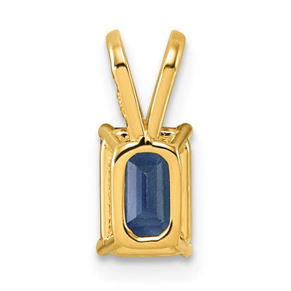 14K Gelbgold Anhänger mit Saphir im Smaragdschliff, 7x5mm