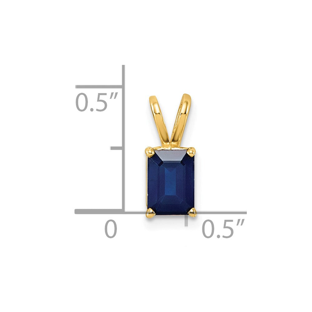 14K Gelbgold Anhänger mit Saphir im Smaragdschliff, 7x5mm