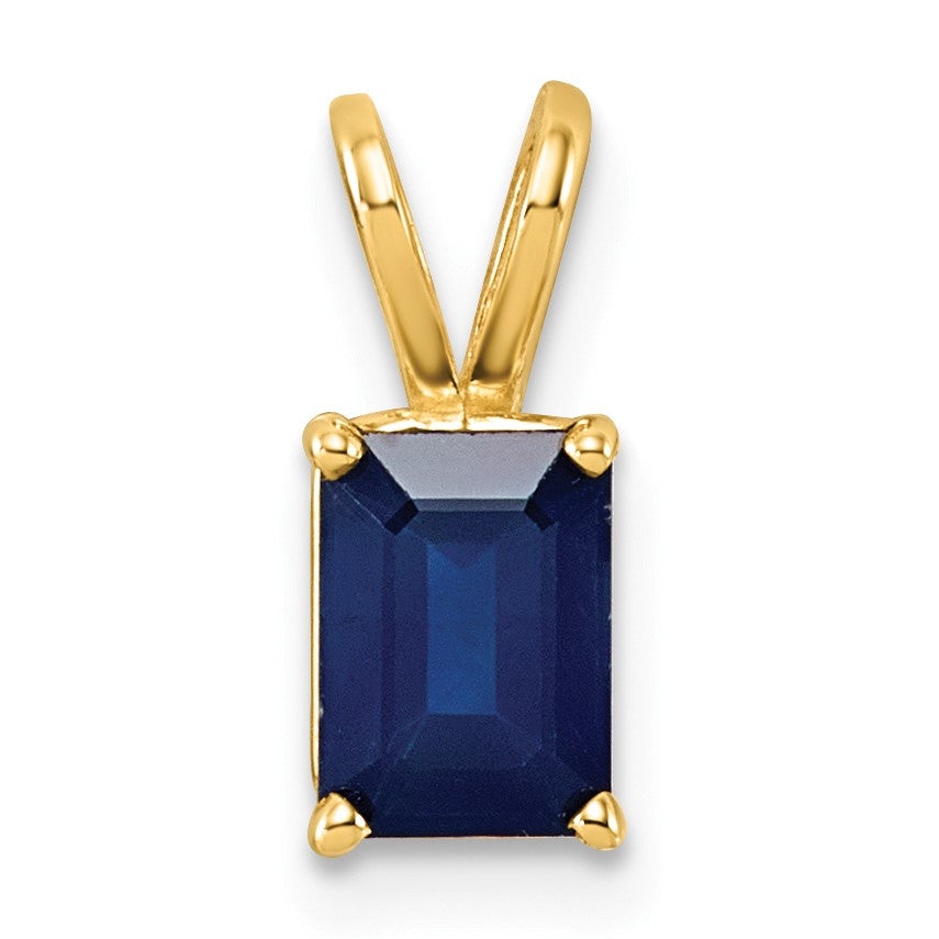14K Gelbgold Anhänger mit Saphir im Smaragdschliff, 7x5mm