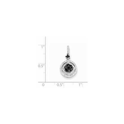 14K Weißgold Kreis-Anhänger mit echten schwarzen und weißen Diamanten
