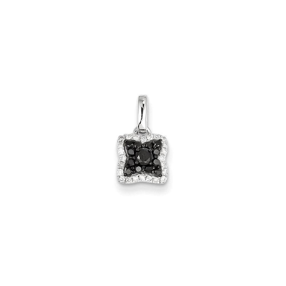 14K Weißgold Anhänger mit schwarzen und weißen echten Diamanten