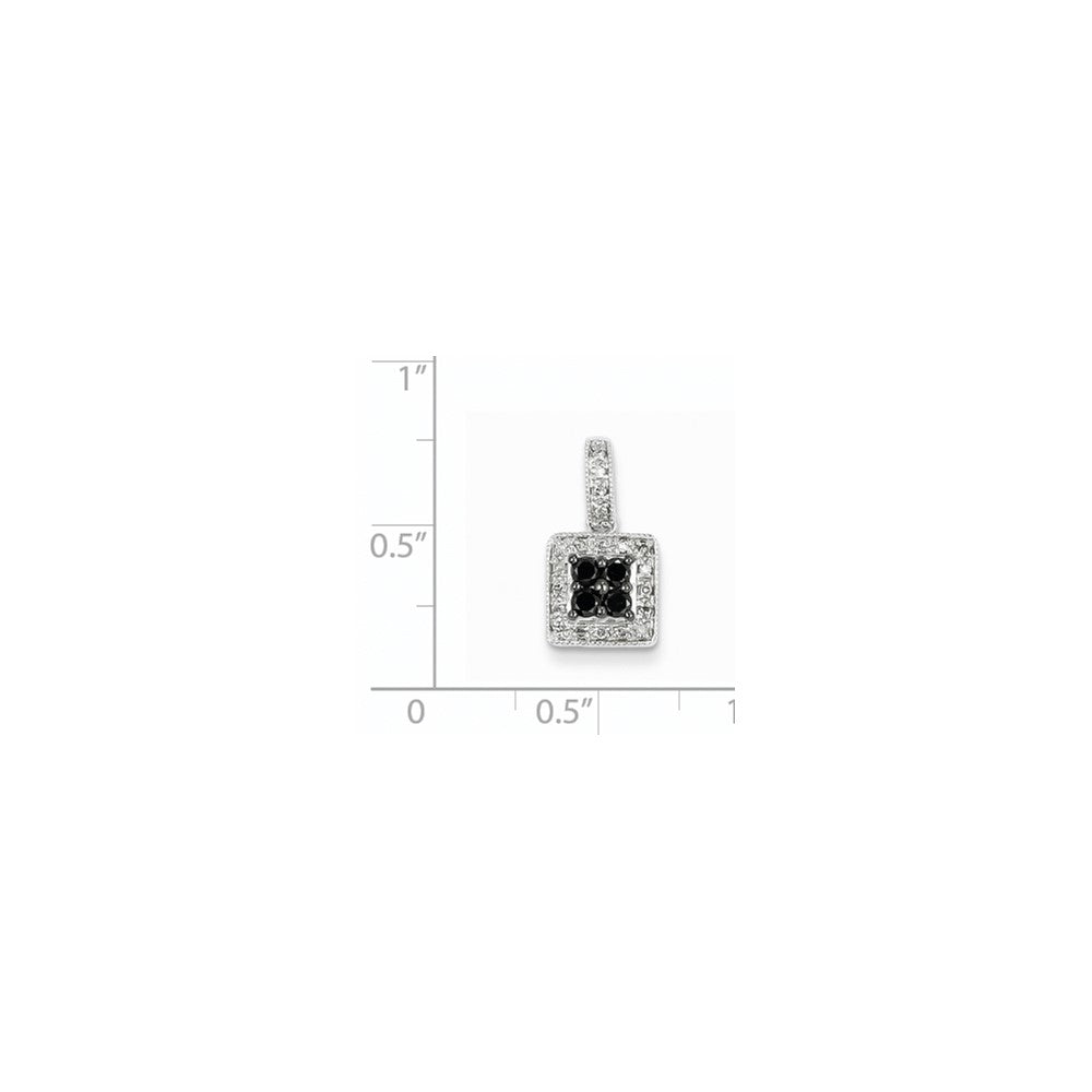 14K Weißgold Quadratischer Anhänger mit Weißen und Schwarzen Echten Diamanten